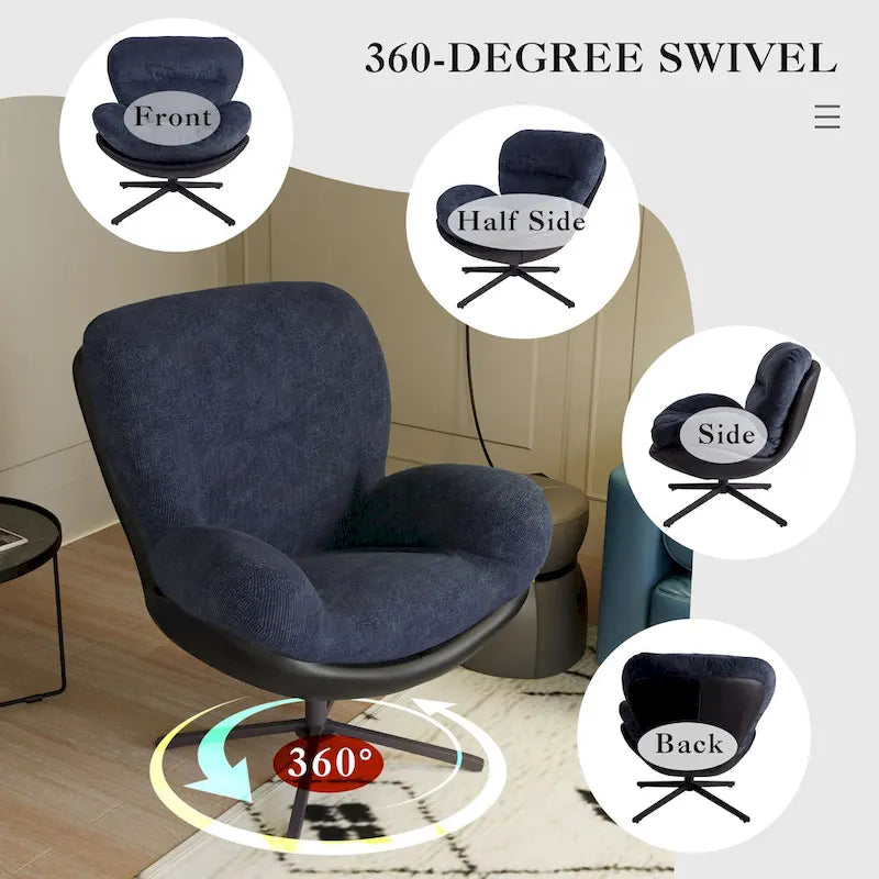 Fauteuil pivotant 360 en chenille moderne avec base en métal
