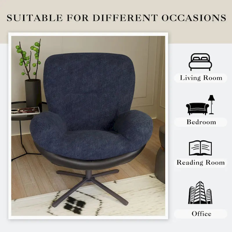 Fauteuil pivotant 360 en chenille moderne avec base en métal