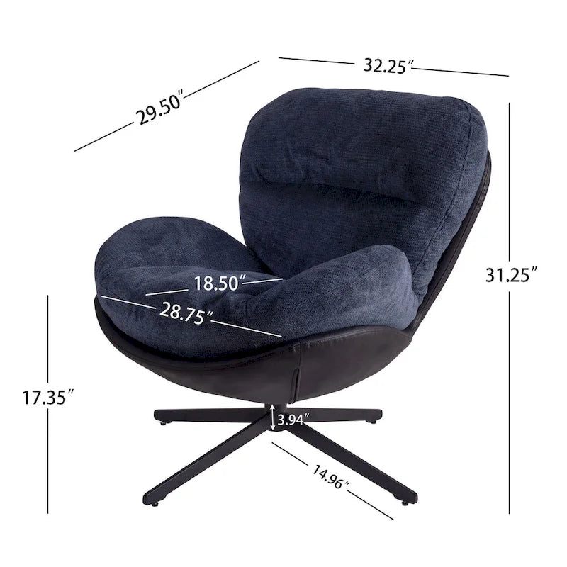 Fauteuil pivotant 360 en chenille moderne avec base en métal