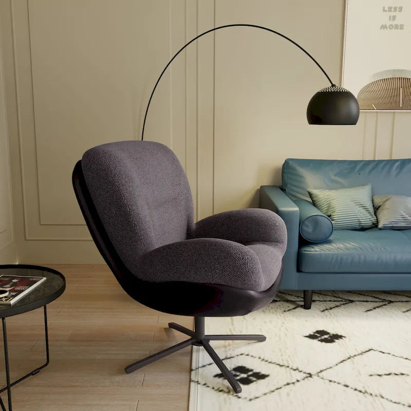 Fauteuil pivotant 360 en chenille moderne avec base en métal