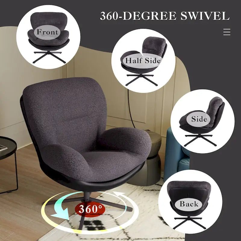 Fauteuil pivotant 360 en chenille moderne avec base en métal
