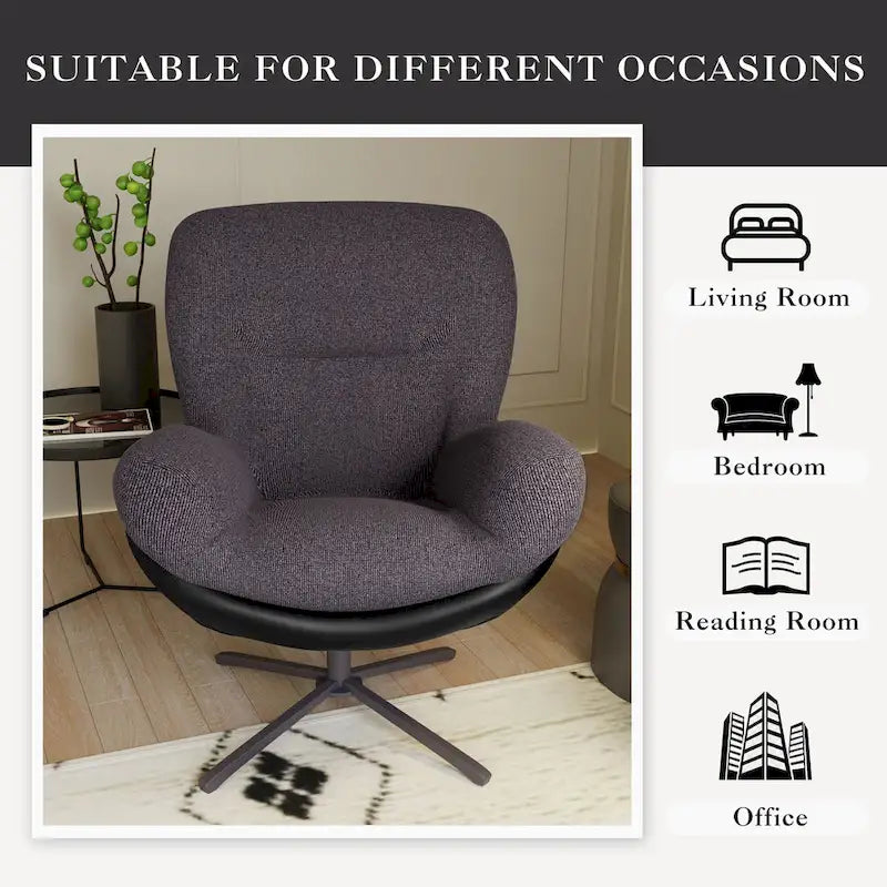 Fauteuil pivotant 360 en chenille moderne avec base en métal
