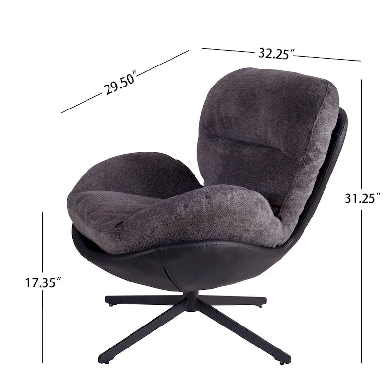 Fauteuil pivotant 360 en chenille moderne avec base en métal