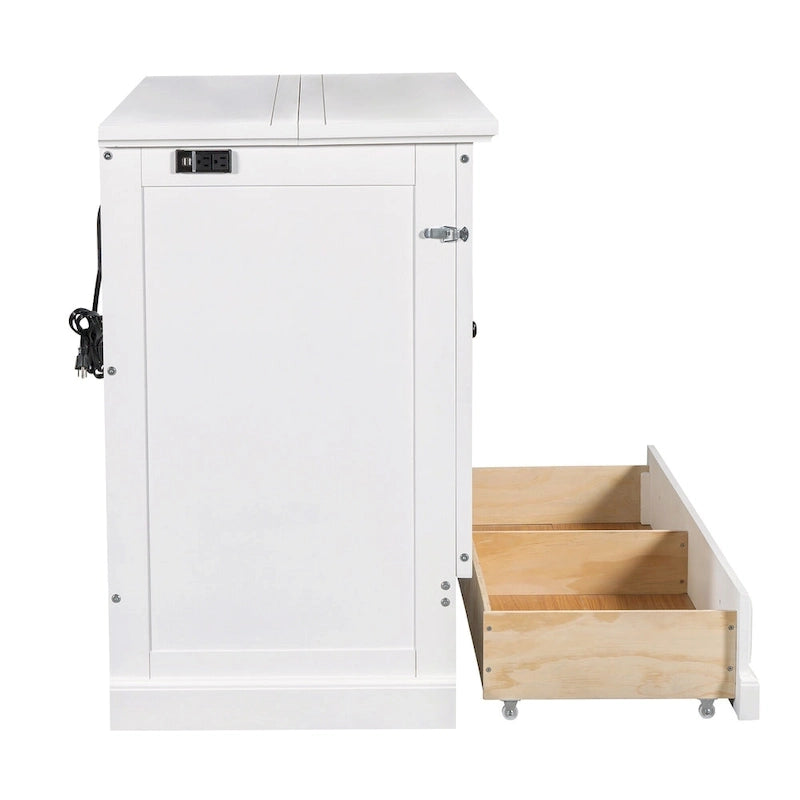 Armoire lit escamotable de style fermette avec tiroirs et station de recharge