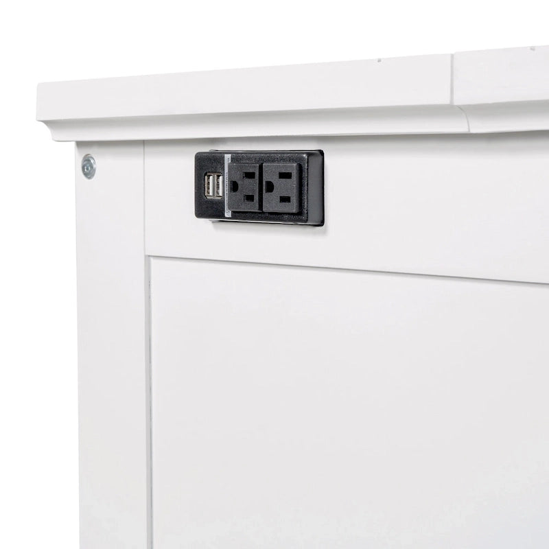 Armoire lit escamotable de style fermette avec tiroirs et station de recharge