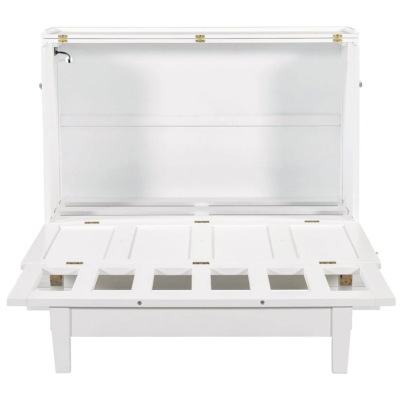 Armoire lit escamotable de style fermette avec tiroirs et station de recharge