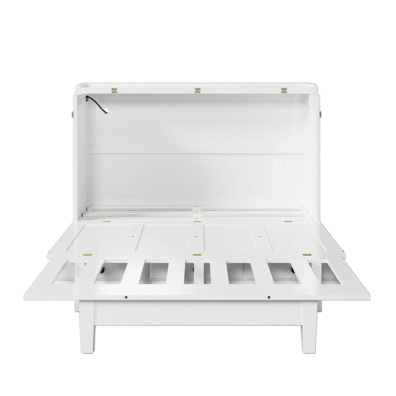 Armoire lit escamotable de style fermette avec tiroirs et station de recharge
