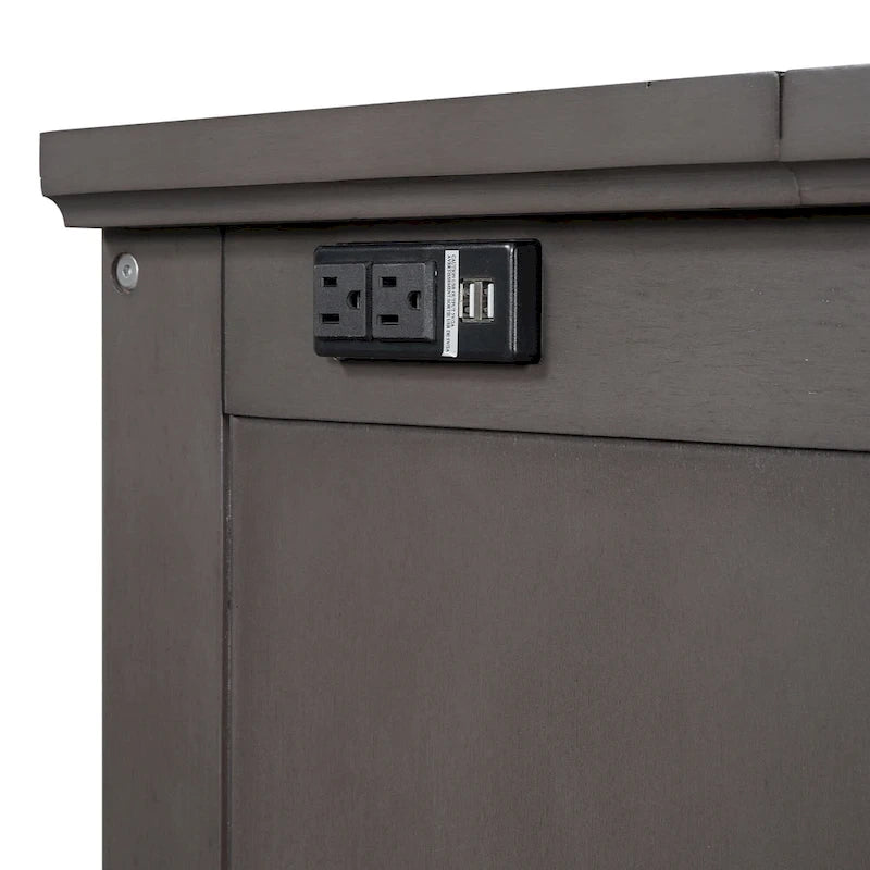 Armoire lit escamotable de style fermette avec tiroirs et station de recharge