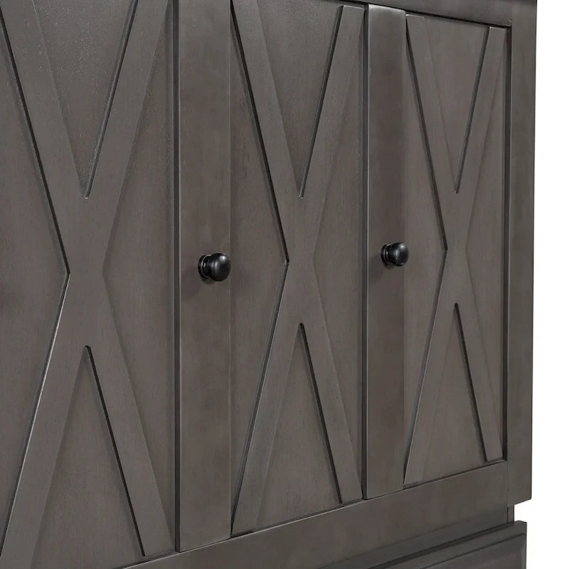 Armoire lit escamotable de style fermette avec tiroirs et station de recharge