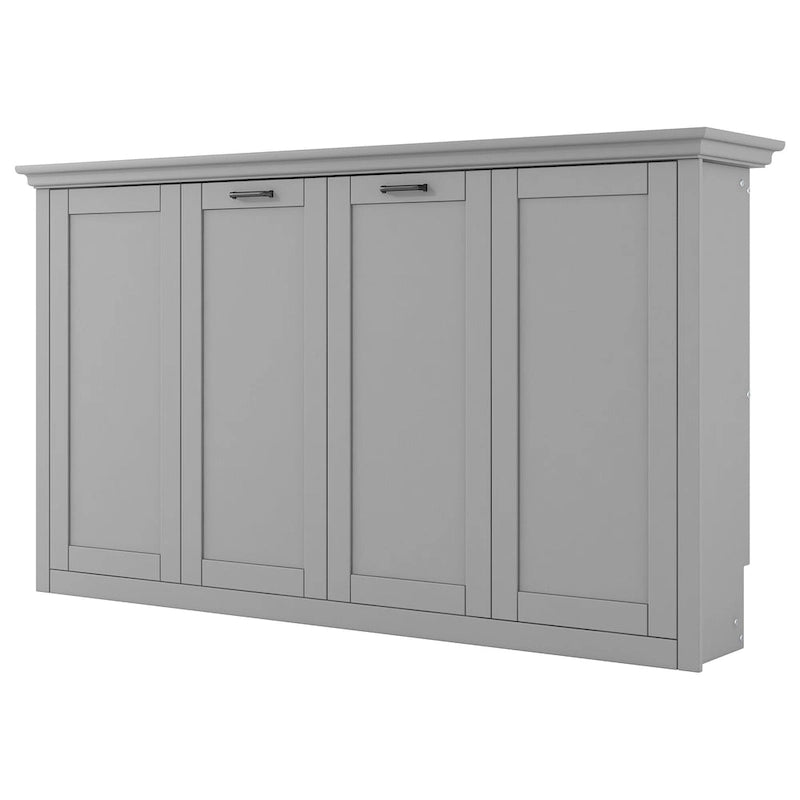 Lit escamotable grand format avec bureau, étagères de rangement et armoires