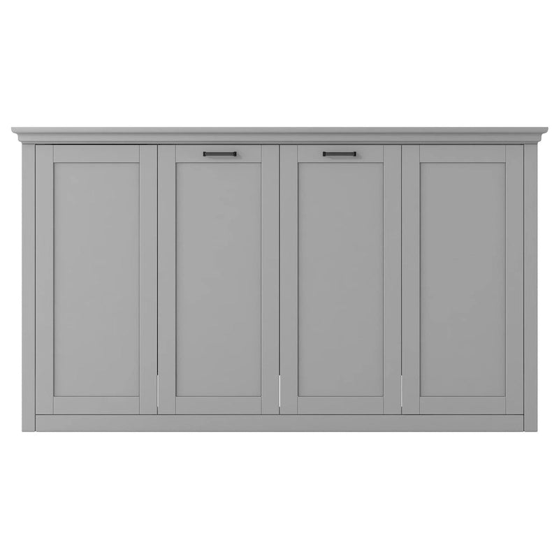 Lit escamotable grand format avec bureau, étagères de rangement et armoires