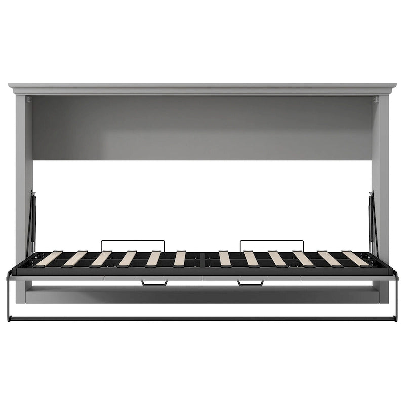 Lit escamotable grand format avec bureau, étagères de rangement et armoires