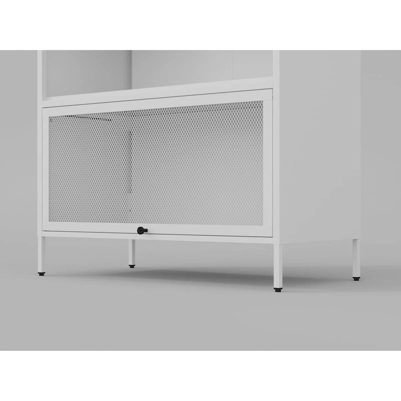 Meuble de rangement de garde-manger avec portes coulissantes escamotables