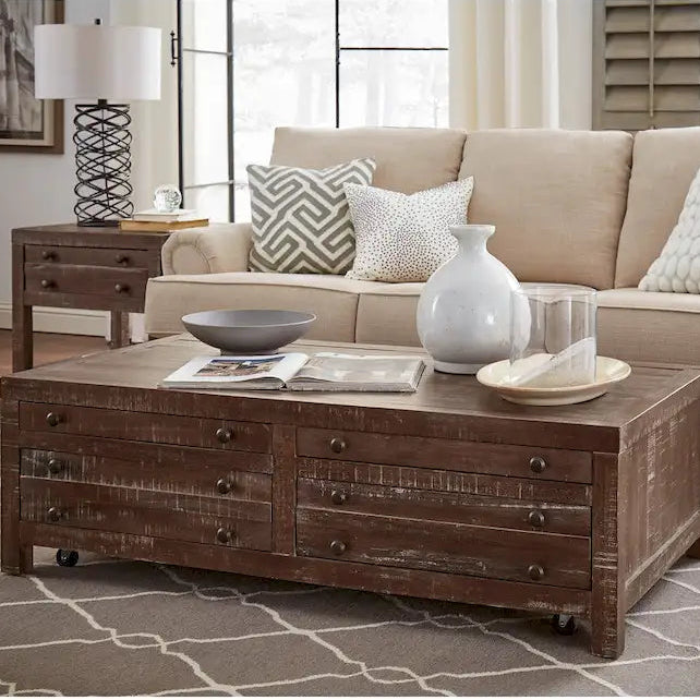 Townsend Solid Wood Castered Coffee Table in Java