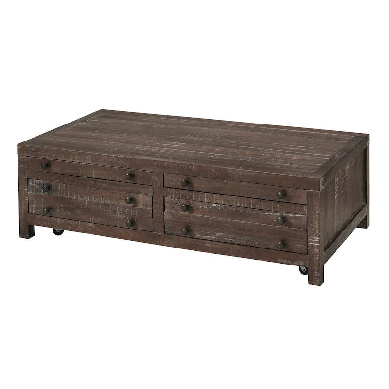 Table basse à roulettes en bois massif