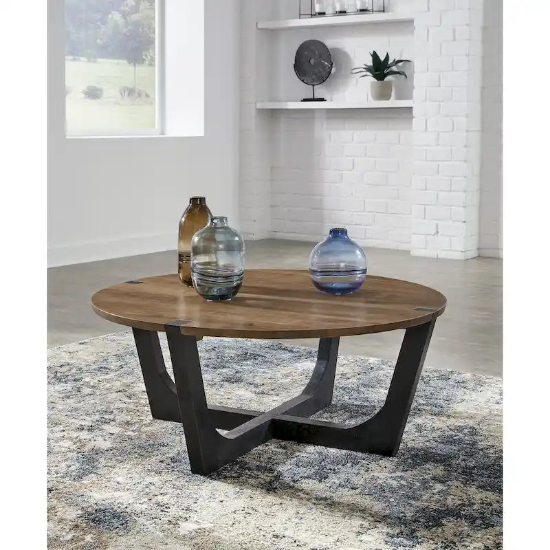 Table basse en bois de manguier marron/noir - 44x44x19