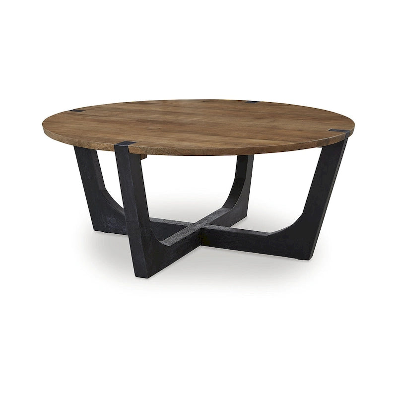 Table basse en bois de manguier marron/noir - 44x44x19