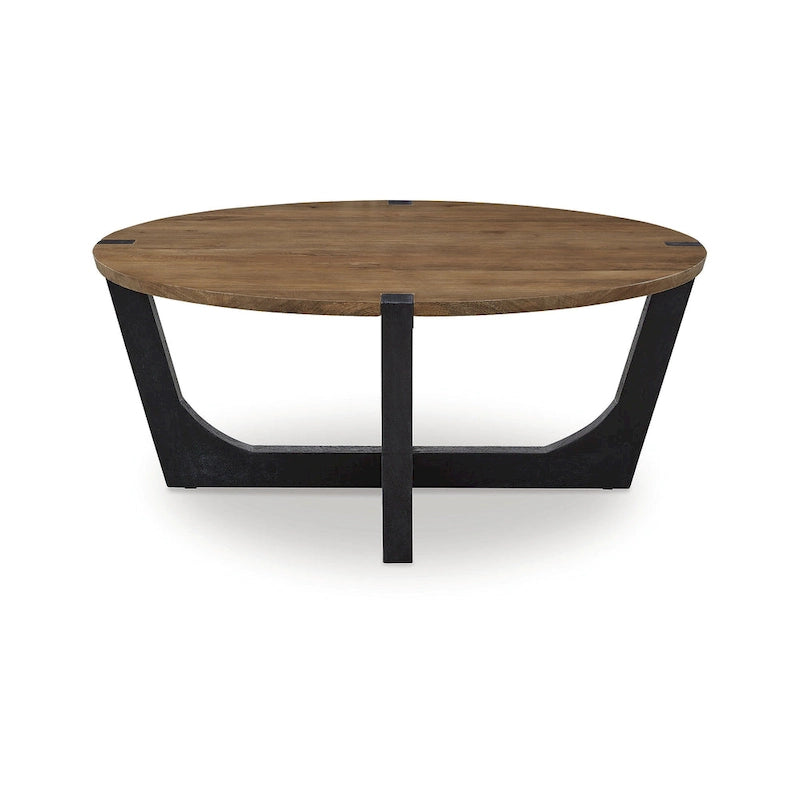 Table basse en bois de manguier marron/noir - 44x44x19