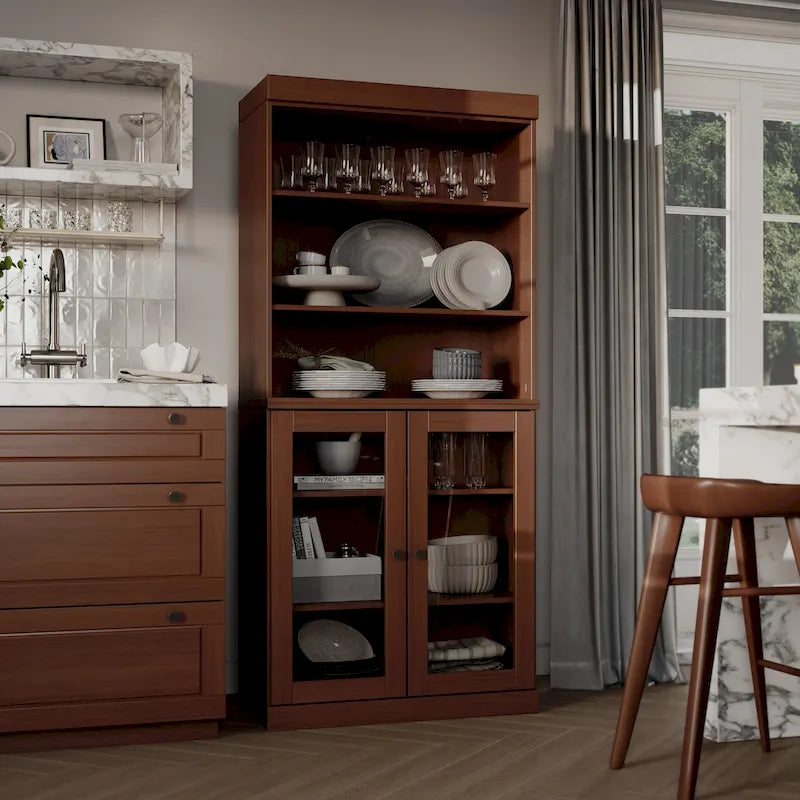 Meuble de cuisine garde-manger 32 po en bois massif avec 2 portes