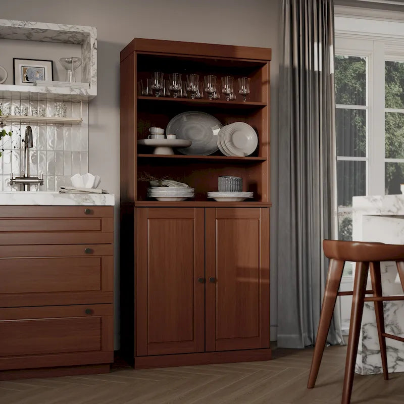 Meuble de cuisine garde-manger 32 po en bois massif avec 2 portes