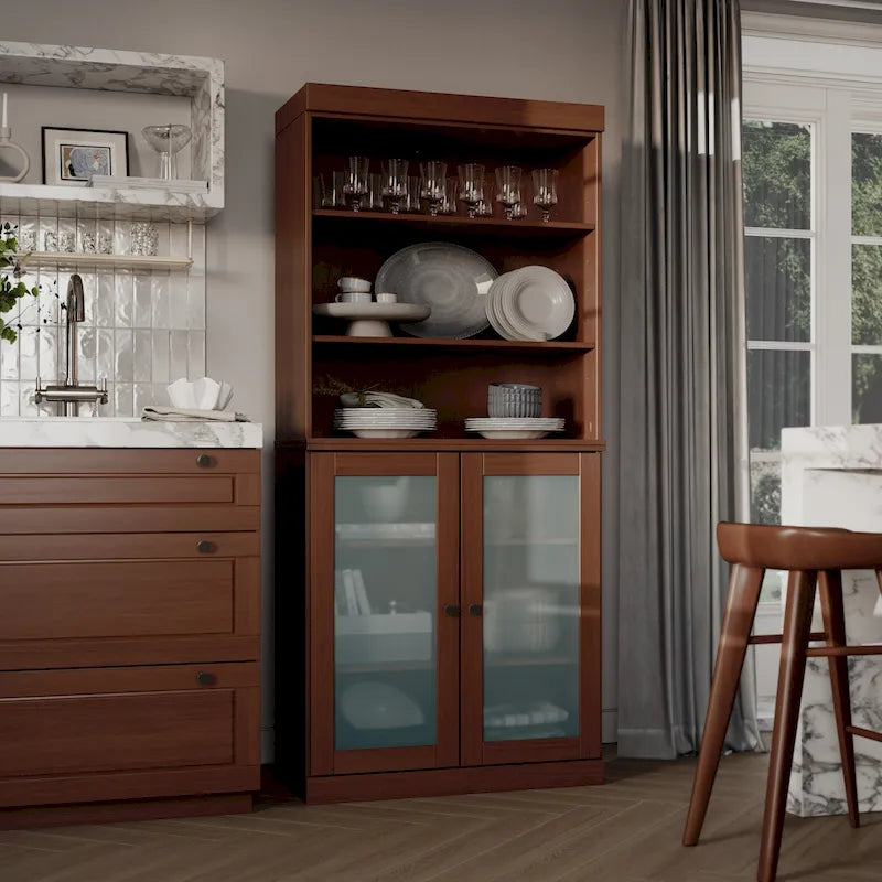 Meuble de cuisine garde-manger 32 po en bois massif avec 2 portes
