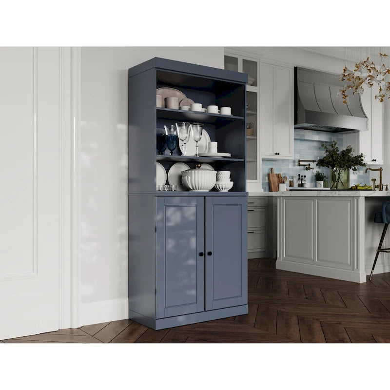 Meuble de cuisine garde-manger 32 po en bois massif avec 2 portes