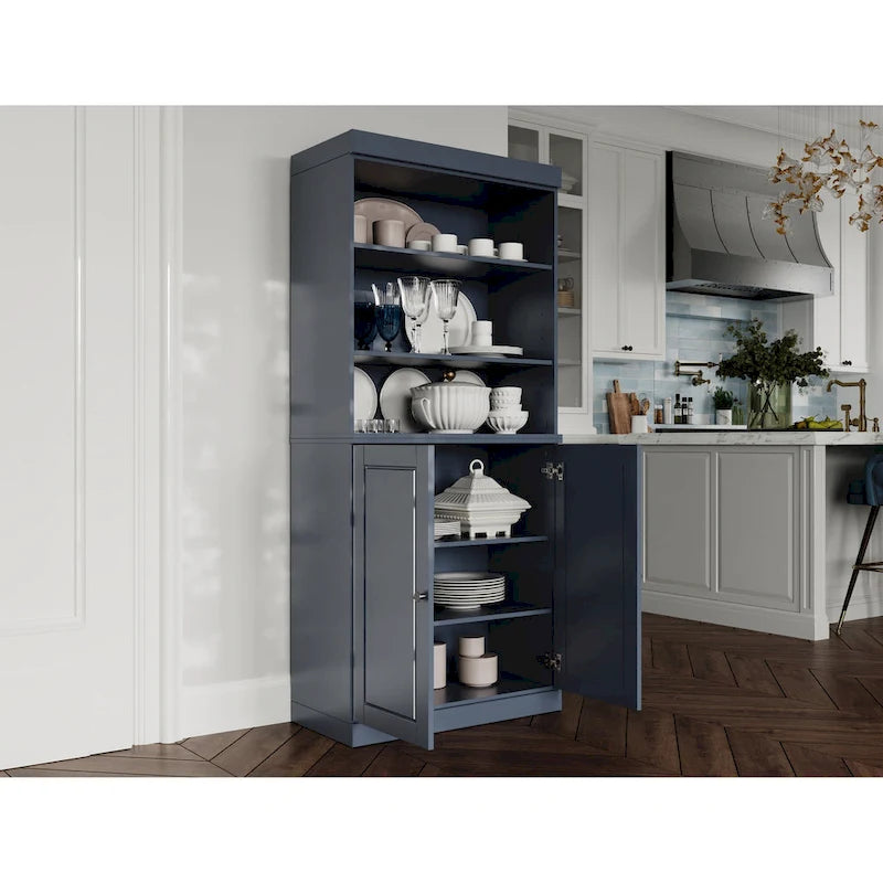 Meuble de cuisine garde-manger 32 po en bois massif avec 2 portes