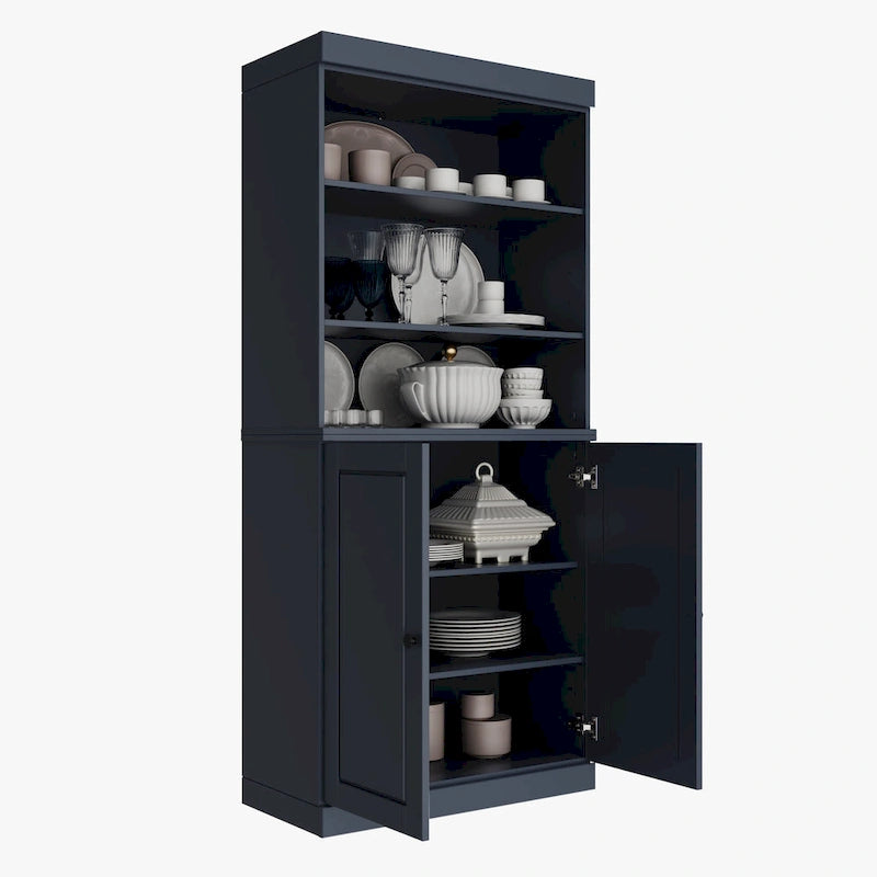Meuble de cuisine garde-manger 32 po en bois massif avec 2 portes