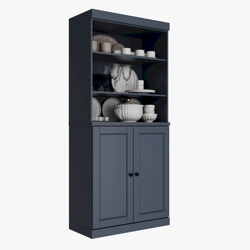 Meuble de cuisine garde-manger 32 po en bois massif avec 2 portes