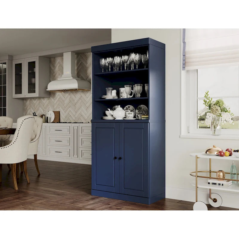 Meuble de cuisine garde-manger 32 po en bois massif avec 2 portes