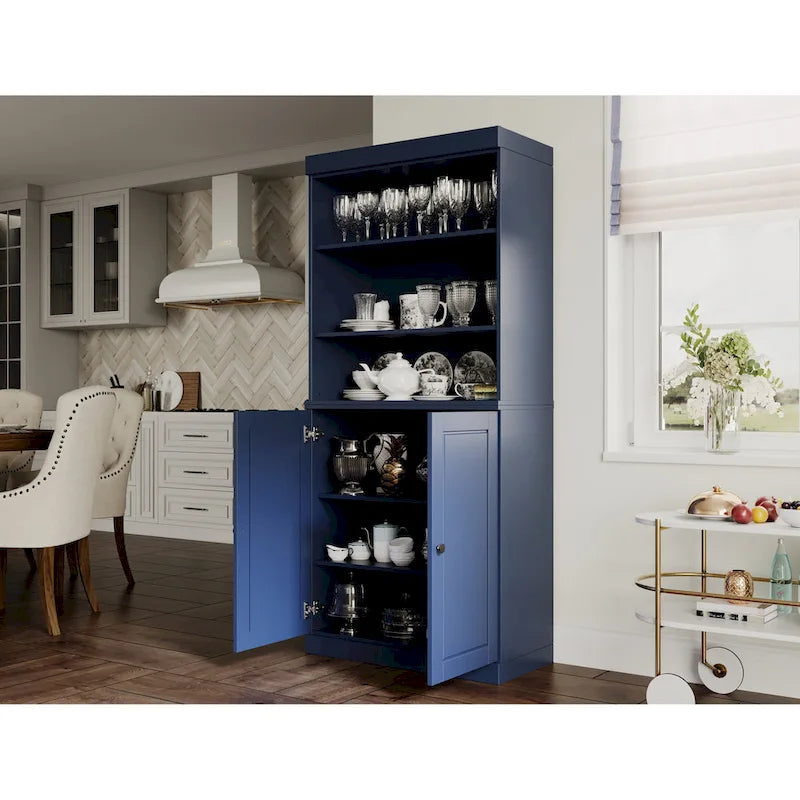 Meuble de cuisine garde-manger 32 po en bois massif avec 2 portes
