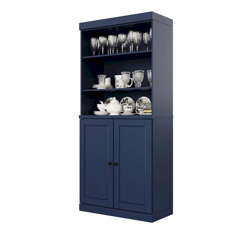 Meuble de cuisine garde-manger 32 po en bois massif avec 2 portes
