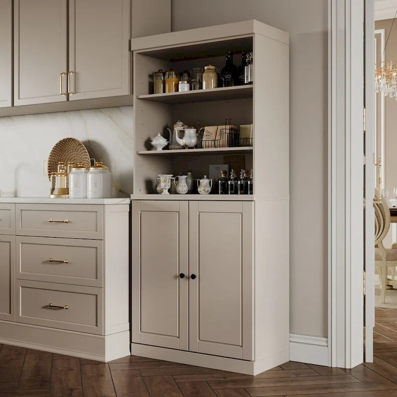 Meuble de cuisine garde-manger 32 po en bois massif avec 2 portes