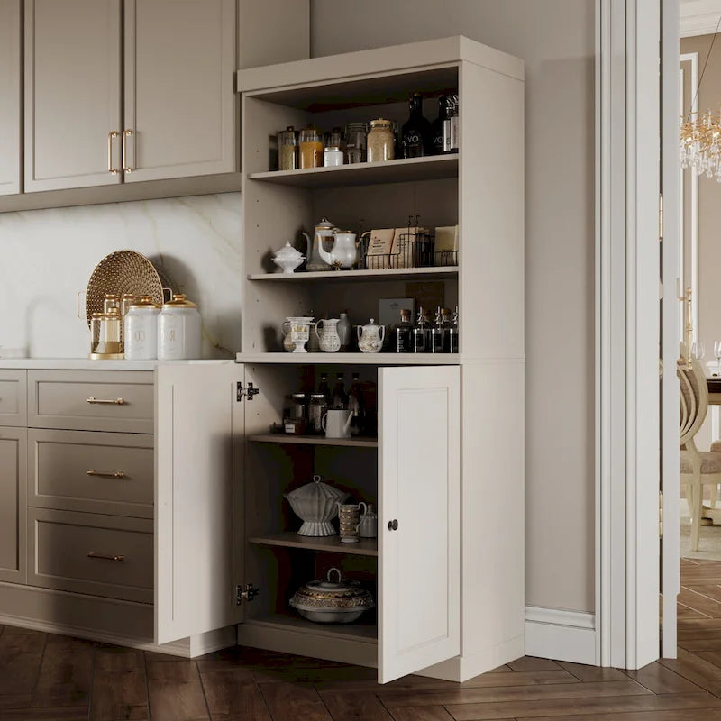 Meuble de cuisine garde-manger 32 po en bois massif avec 2 portes