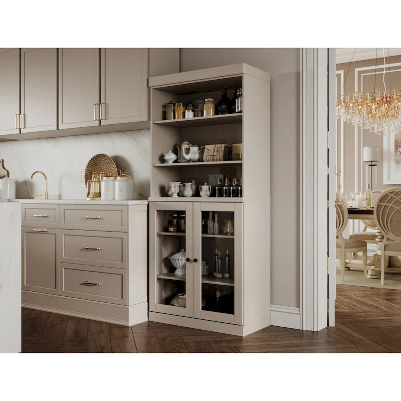 Meuble de cuisine garde-manger 32 po en bois massif avec 2 portes