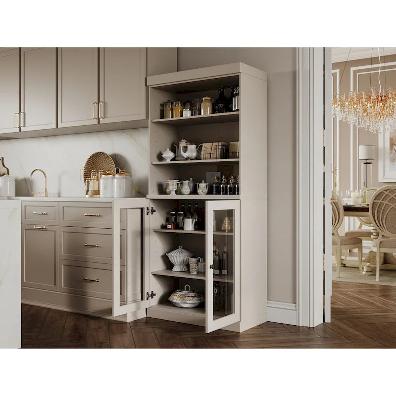 Meuble de cuisine garde-manger 32 po en bois massif avec 2 portes