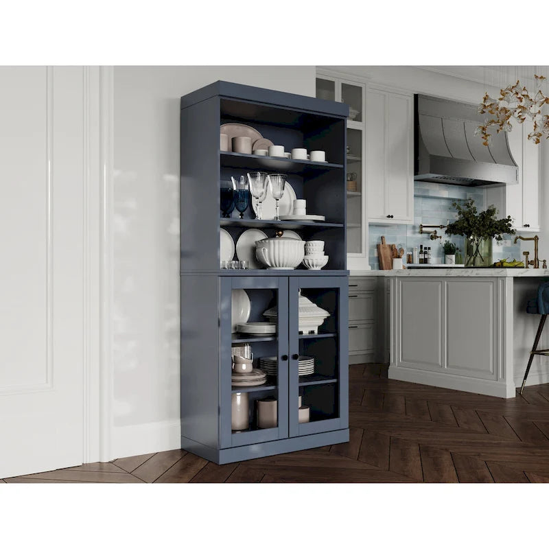 Meuble de cuisine garde-manger 32 po en bois massif avec 2 portes