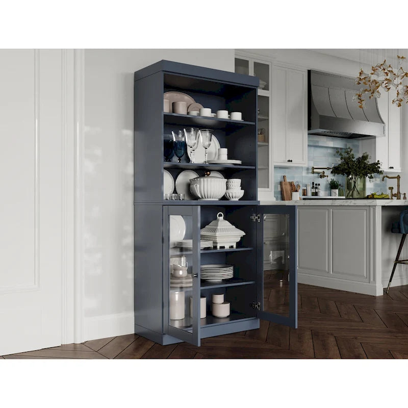 Meuble de cuisine garde-manger 32 po en bois massif avec 2 portes