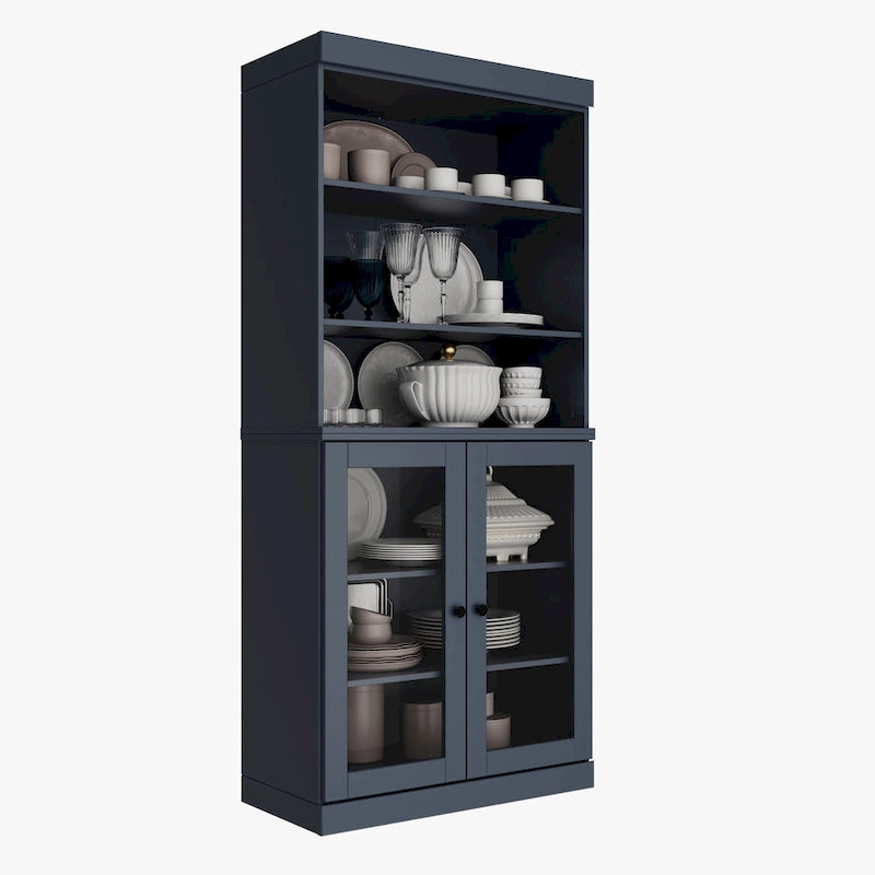 Meuble de cuisine garde-manger 32 po en bois massif avec 2 portes