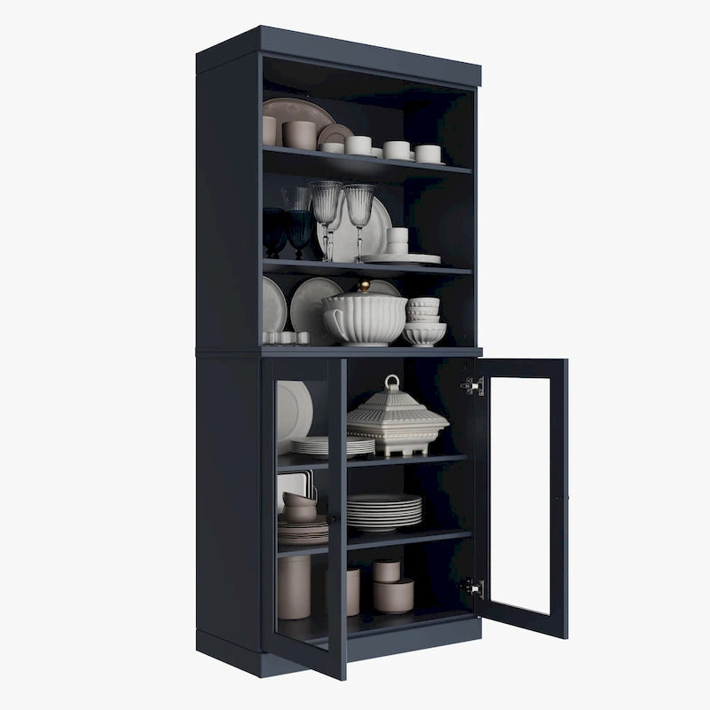 Meuble de cuisine garde-manger 32 po en bois massif avec 2 portes