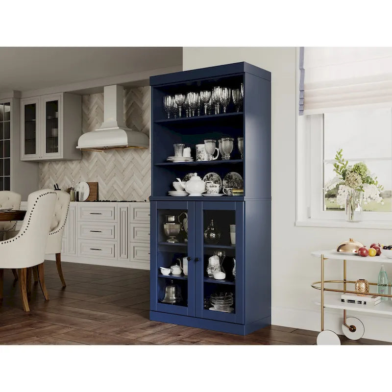 Meuble de cuisine garde-manger 32 po en bois massif avec 2 portes
