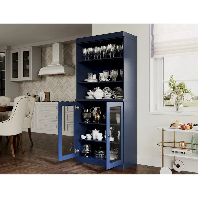 Meuble de cuisine garde-manger 32 po en bois massif avec 2 portes