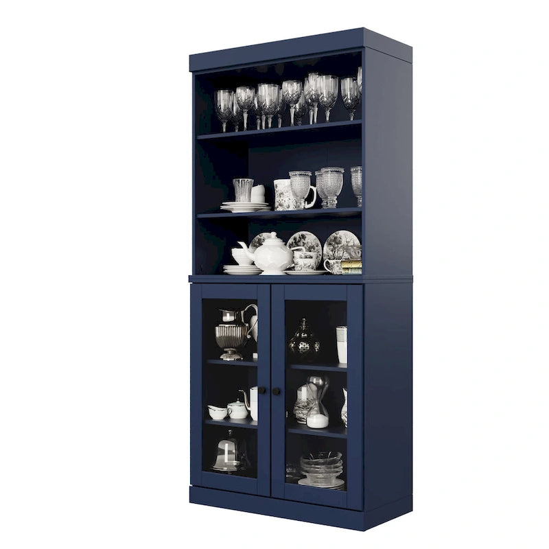 Meuble de cuisine garde-manger 32 po en bois massif avec 2 portes