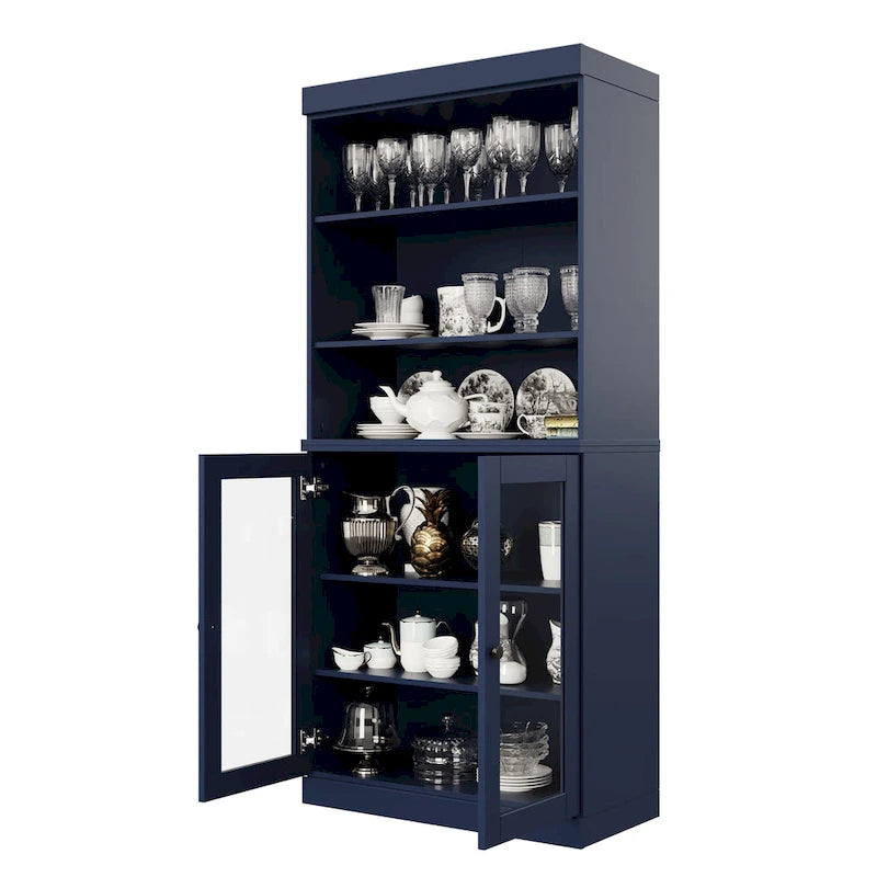 Meuble de cuisine garde-manger 32 po en bois massif avec 2 portes