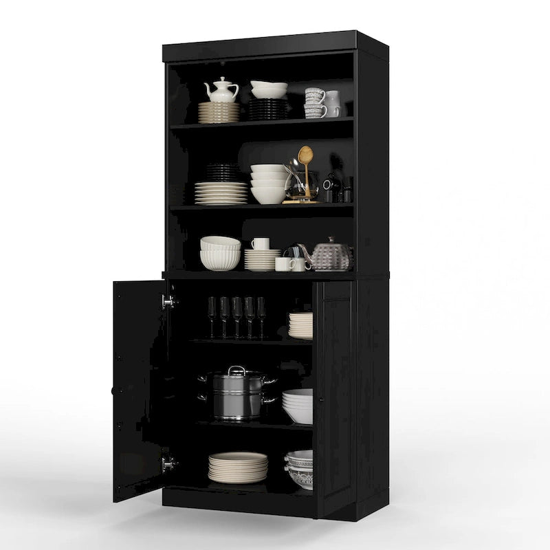 Meuble de cuisine garde-manger 32 po en bois massif avec 2 portes