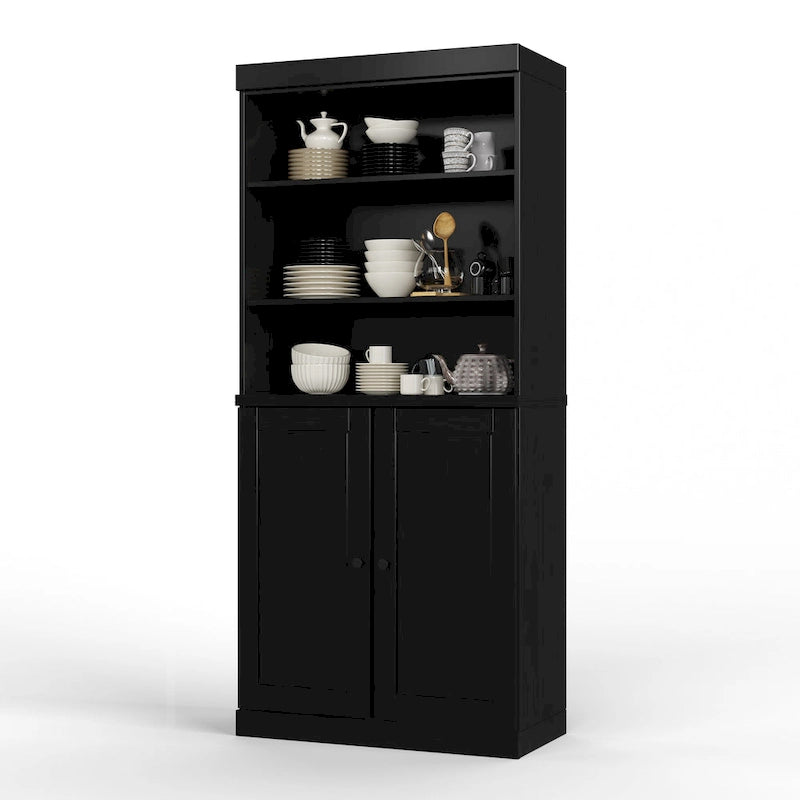 Meuble de cuisine garde-manger 32 po en bois massif avec 2 portes