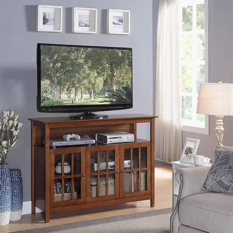 Meuble TV de luxe avec armoires de rangement et étagère, pour téléviseurs jusqu'à 55 pouces