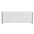 Bahut en laque blanche brillante avec vitrine en verre transparent