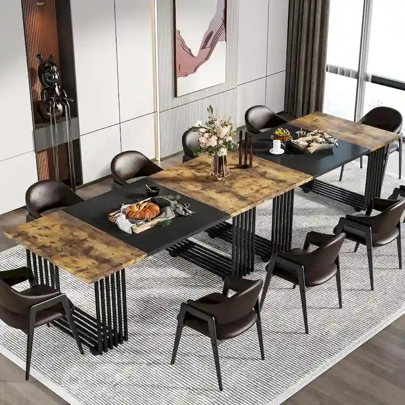 Table à manger moderne blanche et dorée pour 6-8 personnes, 180 cm