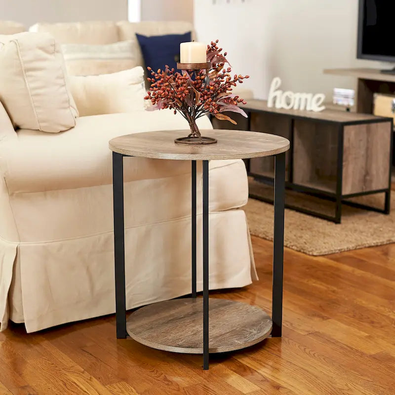 Table d'appoint avec étagère de rangement
